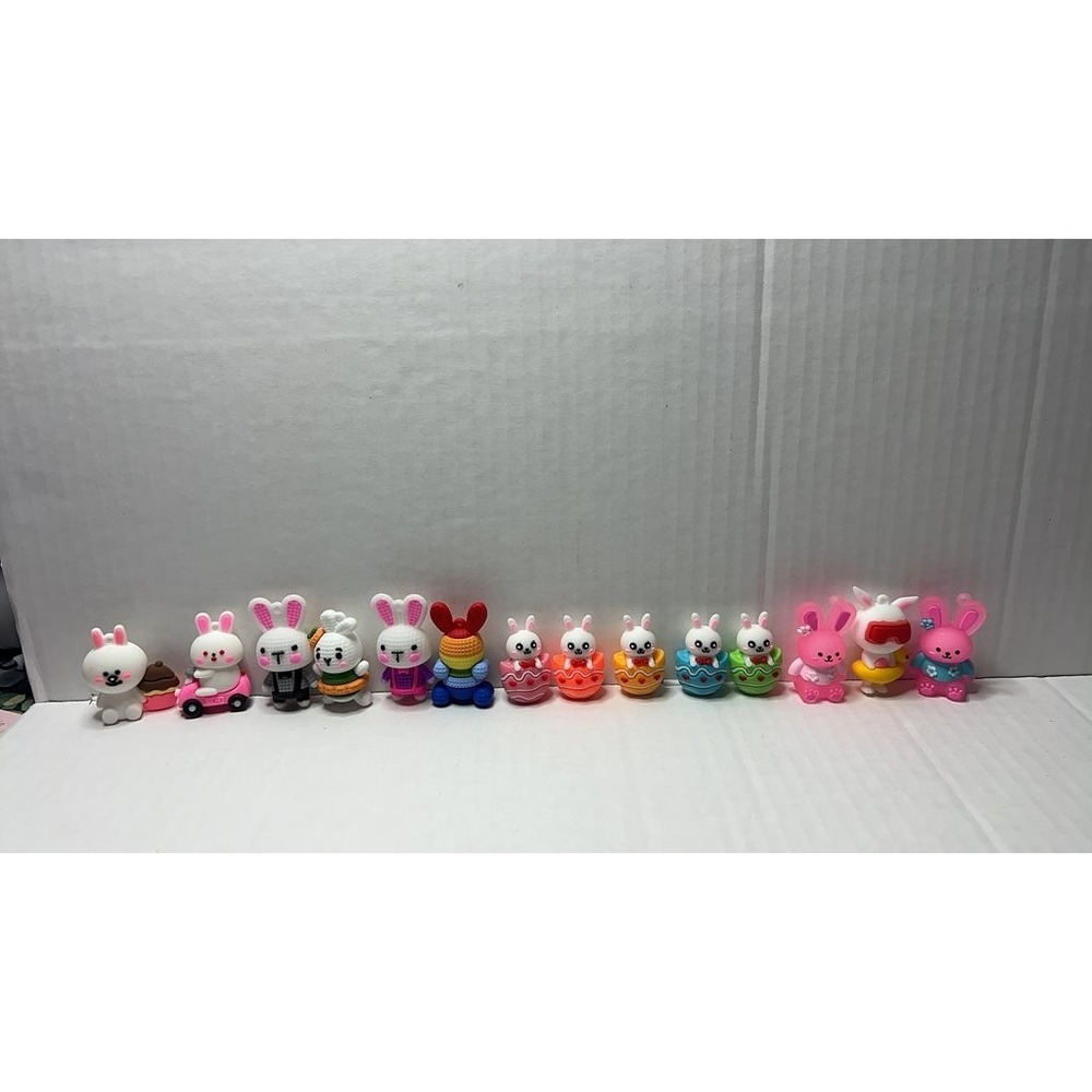 Set of 14 Resin 2 Inch Tall Bunny Figurines